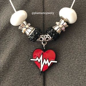 Handmade Necklace with Heart Beat Charm